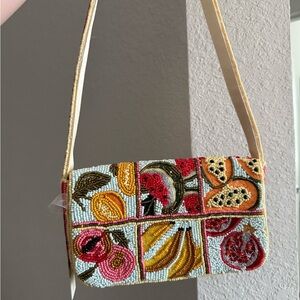Viral Stripped Fruit Beaded Shoulder Bag Made In India